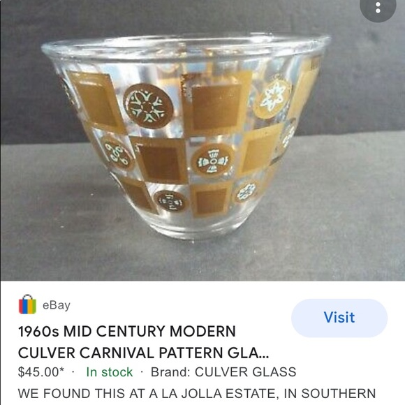 Mid century glass ice bucket/4 highball drinking glasses - Picture 9 of 14